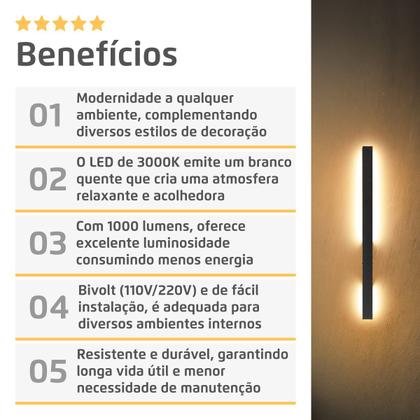 Imagem de Arandela Perfil 6W 3000K 35X20 60Cm Base Slim Preto