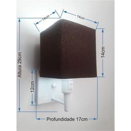 Imagem de Arandela Quadrada Vivare Md-2019 Base Branco Com Interruptor Cúpula em Tecido - Bivolt