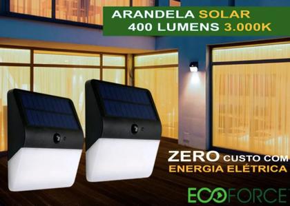 Arandela solar com sensor de movimento presença 400lm 3000k - Ecoforce Imagem de Arandela solar com sensor de movimento presença 400lm 3000k