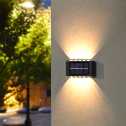 Imagem de Arandela Solar Kit 2 Uni Luminaria Led Spot Parede Escada  Varanda Jardim Quintal Iluminaçao Segurança Rua Terraço