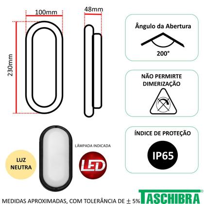 Imagem de Arandela Tartaruga Led Preta Ip65 32w Branco Neutro 4000K