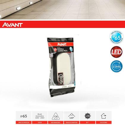 Imagem de Arandela Tartaruga Preta Sobrepor Com Lâmpada Led 12w 6500k - Avant