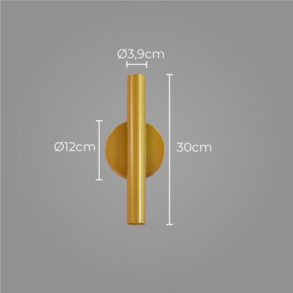 Imagem de Arandela Tubo Cilindro 30cm 2 Fachos Dourada P/ 2 MR11 ST2773