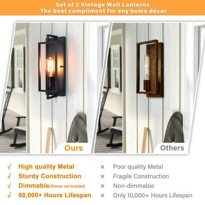 Imagem de Arandelas de parede Maylaywood Industrial Vintage, conjunto de 2 pretas