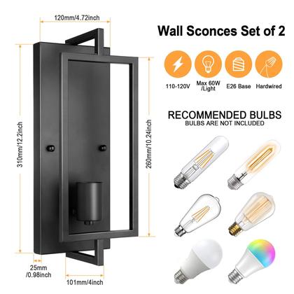 Imagem de Arandelas de parede Maylaywood Industrial Vintage, conjunto de 2 pretas