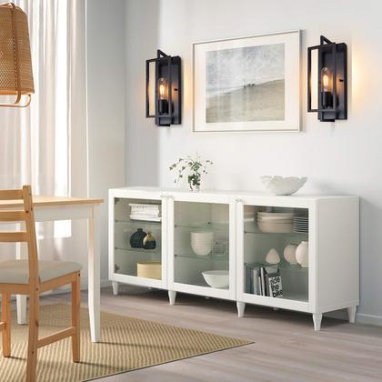 Imagem de Arandelas de parede Maylaywood Industrial Vintage, conjunto de 2 pretas