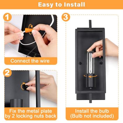 Imagem de Arandelas de parede Maylaywood Industrial Vintage, conjunto de 2 pretas