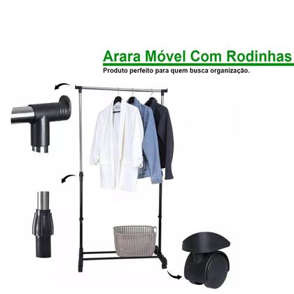 Imagem de Arara Cabideiro Com Rodinhas Sapateira Multiuso Roupas Multiuso