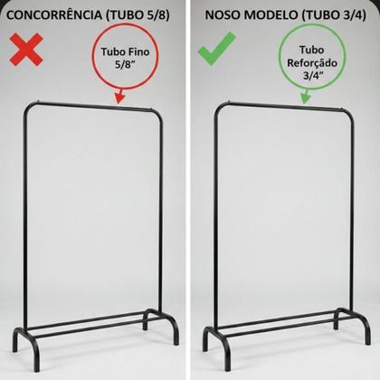 Imagem de Arara Cabideiro de Chão com Sapateira e Rodinhas - PRETA