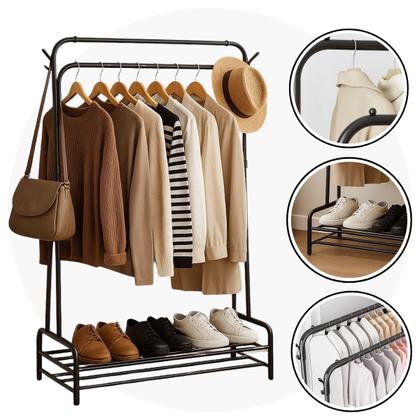 Imagem de Arara de Roupa Cabideiro Duplo com Sapateira