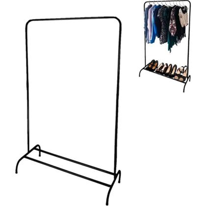 Imagem de Arara De Roupa Maxeb Slim Cabideira/Sapateira Preta 85 X 31 X 124Cm 8144