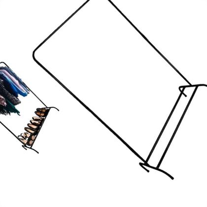 Imagem de Arara De Roupa Maxeb Slim Cabideira/Sapateira Preta 85 X 31 X 124Cm 8144