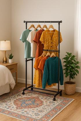 Arara Dupla Closet Roupas Clink 5KG Quarto Plástico E Ferro