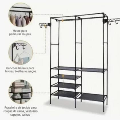 Imagem de Arara dupla Organizadora Cabideiro De Roupas Closet Armário
