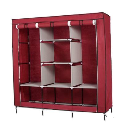 Imagem de Arara guarda roupa grande cabideiro prateleiras dobravel armario organizador portatil vermelho