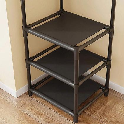 Imagem de Arara multiuso de canto com haste para cabides, ganchos e prateleiras 43x43x170