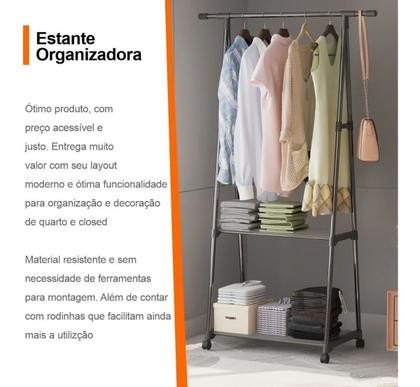 Imagem de Arara Organizador De Roupa Cabideiro Guarda Sapateira Cabide Multiuso