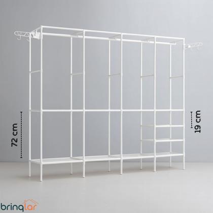 Imagem de Arara Para Roupas Closet Cabideiro e Sapateira Organizadora Multiuso 4 Partes