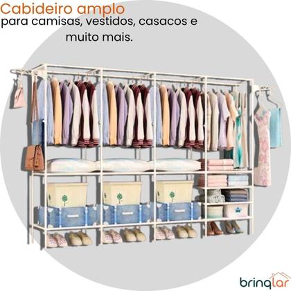 Imagem de Arara Para Roupas Closet Cabideiro e Sapateira Organizadora Multiuso 4 Partes