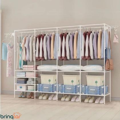 Imagem de Arara Para Roupas Closet Cabideiro e Sapateira Organizadora Multiuso 4 Partes