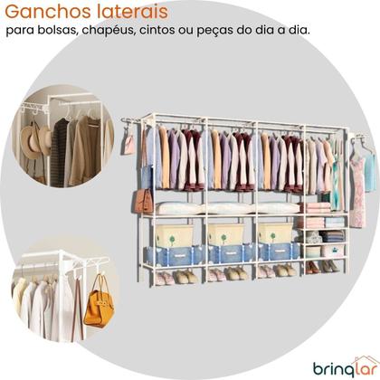 Imagem de Arara Para Roupas Closet Cabideiro e Sapateira Organizadora Multiuso 4 Partes