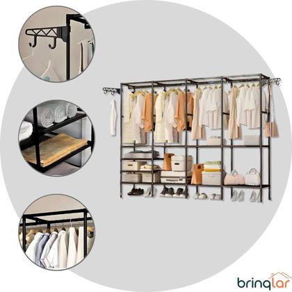 Imagem de Arara Para Roupas Closet Cabideiro e Sapateira Organizadora Multiuso 4 Partes