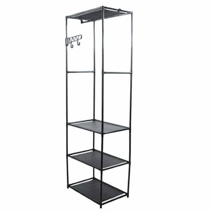 Imagem de Arara Sapateira metal Rack 3 Prateleiras Organizador vertical de Roupa Multiuso e Cabideiro casa quarto Closet