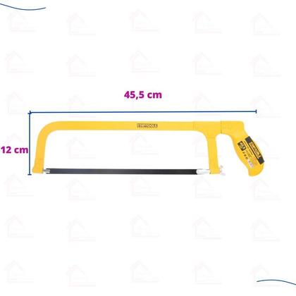 Imagem de Arco De Serra Manual Em Aço Cortar Ferro Metal Pvc - Amarelo