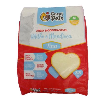 Imagem de Areia Biodegradável 3,8Kg Mandioca e Milho Great Pets Fina