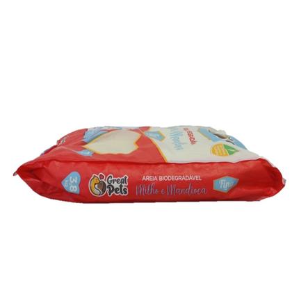 Imagem de Areia Biodegradável 3,8Kg Mandioca e Milho Great Pets Fina