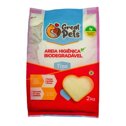 Imagem de Areia Biodegradável Para Gatos 2kg Milho e Mandioca Fina