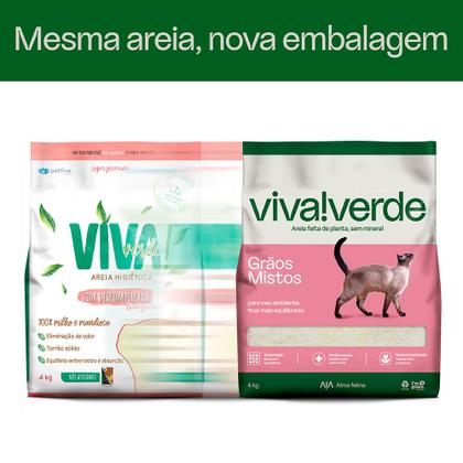 Imagem de Areia Higiênica Biodegradável Viva Verde Grãos Mistos Gatos 4kg