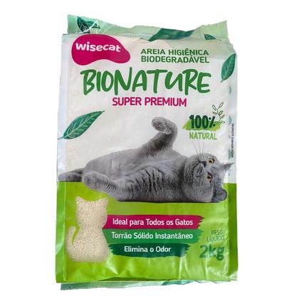 Imagem de Areia Higiênica De Mandioca Para Gatos Wisecat 2kg kit 4Un