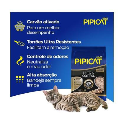 Imagem de Areia Higiênica para Gatos Pipicat Ultra Control Granulado com Carvão Ativado 4 Kg Kelco