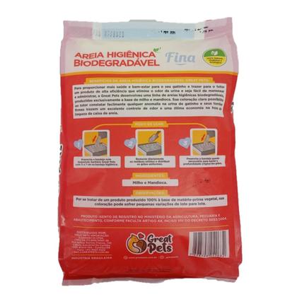 Imagem de Areia Sanitária Grãos Mistos Fina Gatos Milho Mandioca 2kg