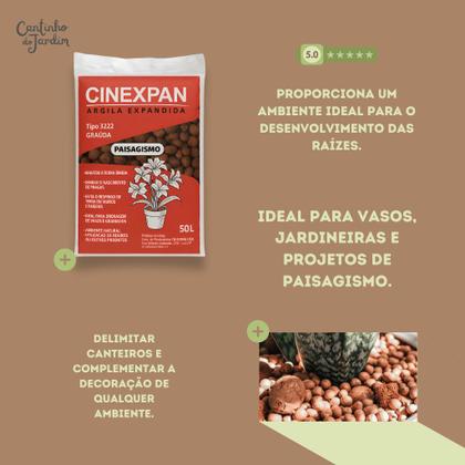 Imagem de Argila Expandida 50Lts Cinexpan para Drenagem de Plantas, Vasos, Decoração, Cultivo e Jardinagem