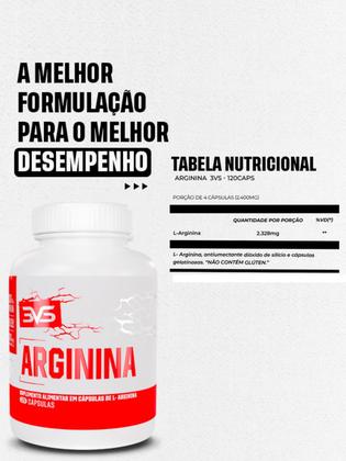 Imagem de Arginina 100% Pura 3vS ORIGINAL - Fórmula Exclusiva Para A Vasodilatação Dos Músculos -120 Cápsulas