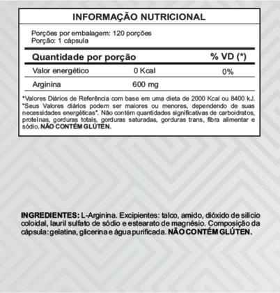 Imagem de Arginina 600mg 60 cápsulas Lot Nutrition