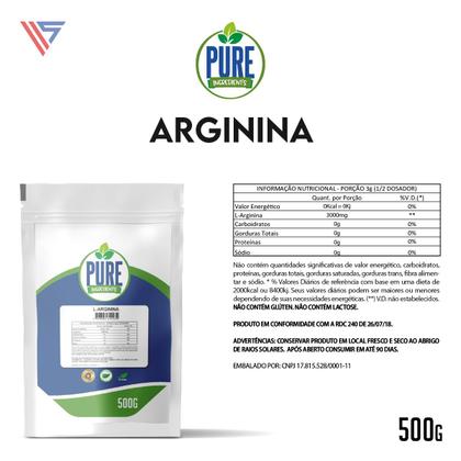 Imagem de Arginina em Pó 500g Pura Pure Athletic