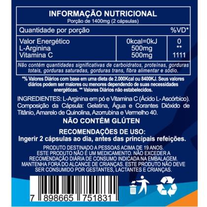 Imagem de Arginina + vitamina c imunidade 60 caps clean label - duom