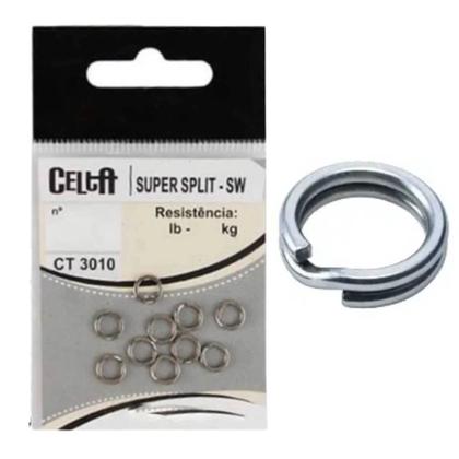 Imagem de Argola Celta Super Split Ring SW Em Aço Inoxidável CT3010 Resistência 200lb 90,6Kg Nº10 C/8 Unidades