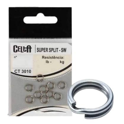 Imagem de Argola Celta Super Split Ring SW Em Aço Inoxidável CT3010 Resistência 61lb 27,6Kg Nº 7 C/10 Unidades