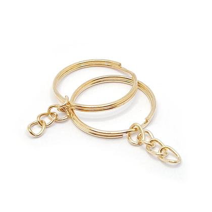 Imagem de Argola Chaveiro Metal Dourado 25mm 10pçs com Corrente 15g