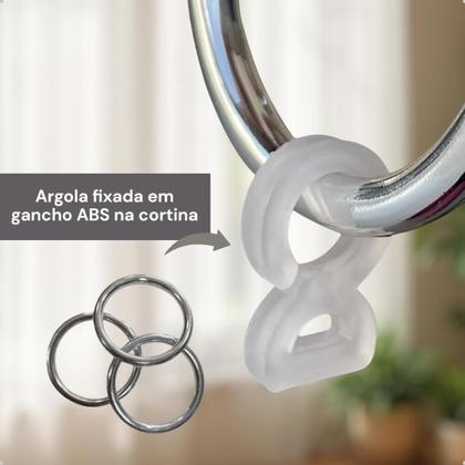 Imagem de Argola Cromada Para Cortina Varão Simples Comum Ilhós Médio Fino 19mm Prateado Kit com 10. 20. 30. 40. 50. 100 Un