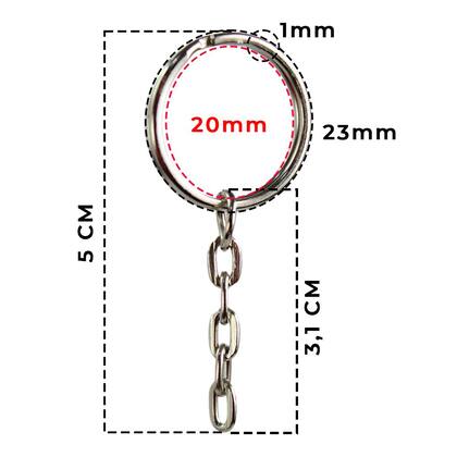 Imagem de Argola De Chaveiro Com Corrente 20mm 100 Peças Prata
