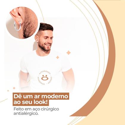 Imagem de Argola par masculino brinco aço inox prata qualidade premium unissex 14mm cirurgico pequeno original