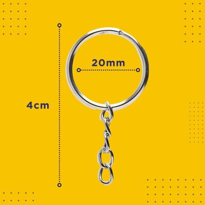 Imagem de Argola Para Chaveiro Com Corrente 20mm - 100 Unidades Nybc