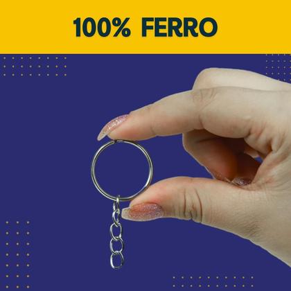 Imagem de Argola Para Chaveiro Com Corrente 20mm - 100 Unidades Nybc