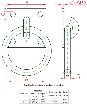 Imagem de Argola para parafusar chapa 6x6cm N-1 Forsul Dourado
