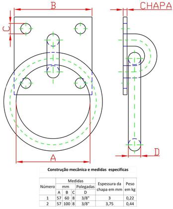 Imagem de Argola para parafusar chapa 6x6cm N-1 Forsul Dourado